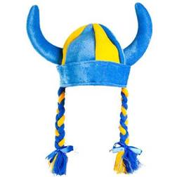 Buttericks Vikingahjälm Blå/Gul med Flätor