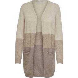 Only Cardigans en Maille Rayures Col en V Manches - Beige