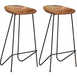 vidaXL Solid Acacia Wood Barstol 76cm 2stk
