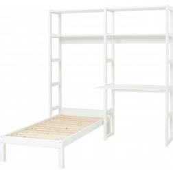 HoppeKids Storey Bokhylla 2 Sektioner m/4 Hyllor Bordsskiva och Säng 70x160cm