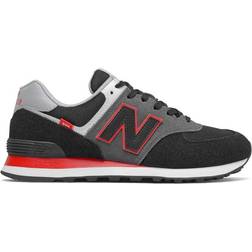 New Balance 574 Black Grey Velocity Red