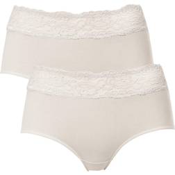 Trofé Lace Trimmed Midi Briefs 2-pack - Beige