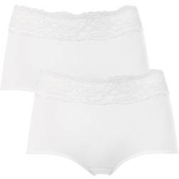 Trofé Lace Trimmed Maxi Briefs 2-Pack - White