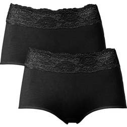 Trofé Lace Trimmed Maxi Briefs 2-Pack - Black