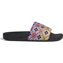 adidas Adilette Slides - Core Black/True Pink/Acid Yellow