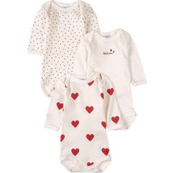 Petit Bateau Babies Heart Pattern Organic Cotton Bodysuit 3-pack - Variante 1 (A00BC00000)