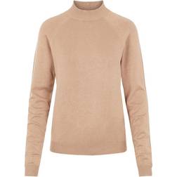 Pieces Esera Ls High Neck Knit - Beige