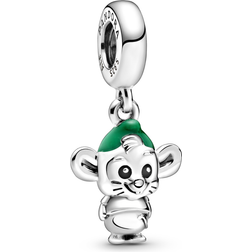 Pandora Disney Cinderella Gus Mouse Dangle Charm - Silver/Black/Green