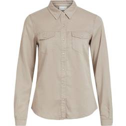 Vila Bista Pocketed Jeans Shirt - Beige/Simply Taupe