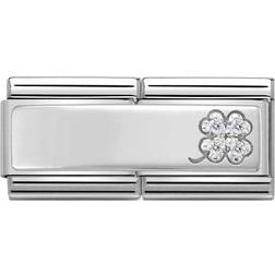 Nomination Classic Composable Four-Leaf Clover Double Link Charm - Silver/Transparent