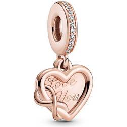 Pandaro Love You Infinity Heart Dangle Charm - Rose Gold/Transparent