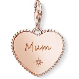 Thomas Sabo Mum Heart Charm Pendant - Rose Gold/Transparent