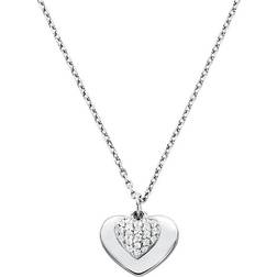 Michael Kors Precious Pavé Heart Necklace - Silver/Transparent