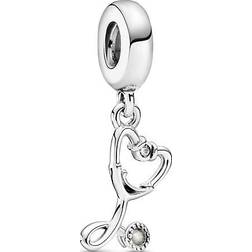 Pandora Stethoscope Heart Dangle Charm - Silver/Transparent