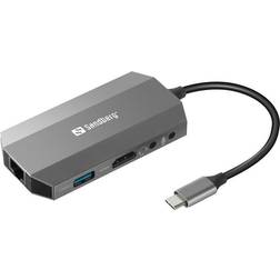 Sandberg USB C - HDMI/USB C/2xUSB 3.0 A/RJ45/2x3.5mm Adapter M-F