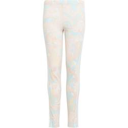 Adidas Girl's Marble Print Leggings - Pink Tint/Multicolor (H22635)