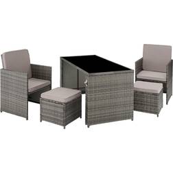 tectake Palermo Loungesæt, 1 borde inkl. 2 stole & 2 sofaer