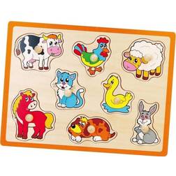 Viga Wooden Flat Puzzle Farm Animals 8 Pieces