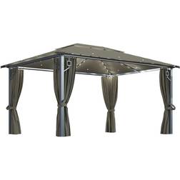 vidaXL Gazebo with Curtain and String Lights