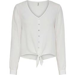 Only Nina Life L/S Tie Shirt Wvn White Female