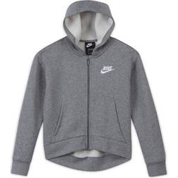 Nike Big Kid's Sportswear Club Fleece Full Zip Hoodie - Carbon Heather/White (DC7118-091)