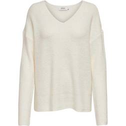 Only Camilla V-Neck L/S Pullover - Beige