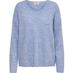 Only V-Neck Knitted Sweater - Blue/Skyway