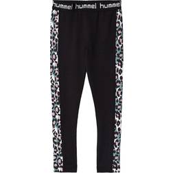 Hummel Leopard Print Taped Leggings - Black