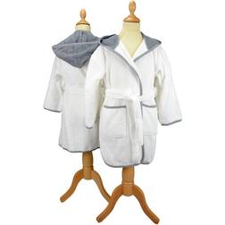 A&R Towels Kid's Hooded Bathrobe - White/Anthracite Grey