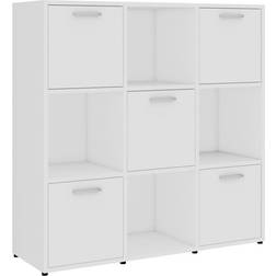 vidaXL Chipboard 802936 High Gloss White Estantería de libros 90cm