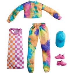 Barbie Fashions 2 Pack Clothing Set Dye Joggers & Sweatshirt Checked Dress