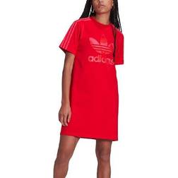 adidas Marimekko Trefoil Print Infill Tee Dress - Vivid Red