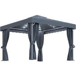vidaXL Gazebo with Curtain and String Lights