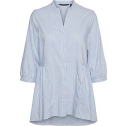 Vero Moda Clara V-Neck Shirt - Snow White/Cashmere Blue