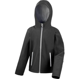 Result Kid's Core Hooded Softshell Jacket - Black/Grey