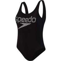 Speedo Stripe Logo Deep U-Back White/Black Female