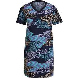 Adidas Farm Rio 3-Stripes Print Cotton V-Neck Dress - Legend Ink/White