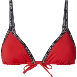 Calvin Klein Logo Tape Triangle Bikini Top - Rustic Red