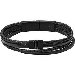 Fossil Multi-Strand Leather Bracelet - Black