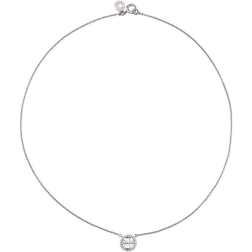 Tory Burch Miller Pavé Logo Delicate Necklace - Silver/Transparent