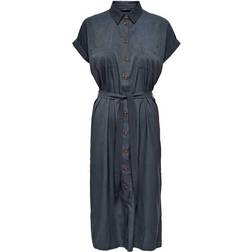 Only Midi Tie Belt Shirt Dress - Blue/India Ink