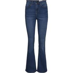 Noisy May Sallie Flare Medium Blue Denim Jeans - Bleu