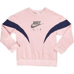 Nike Girl's Air French Terry Sweatshirt - Pink Glaze/Midnight Navy (DD7135-630)