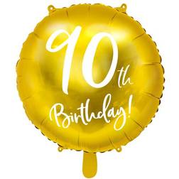 PartyDeco Foil Ballons 90th Birthday Gold/White