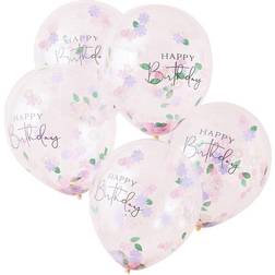 Ginger Ray Confetti Happy Birthday Balloons 5-pack