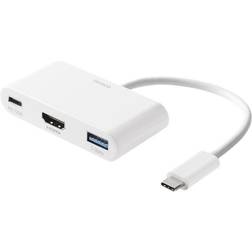 Deltaco USB C-USB A/HDMI/USB C M-F 0.1m