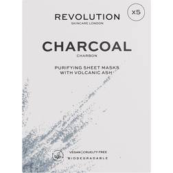 Revolution Beauty Biodegradable Charcoal Purifying Sheet Mask 5-pack