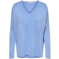 Only V-Neck Knitted Pullover - Blue/Blue Fog