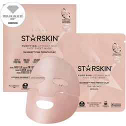 Starskin Silkmud Pink French Clay Purifying Liftaway Mud Face Sheet Mask