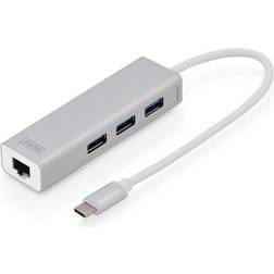 Digitus USB C-3USB A/RJ45 M-F Adapter